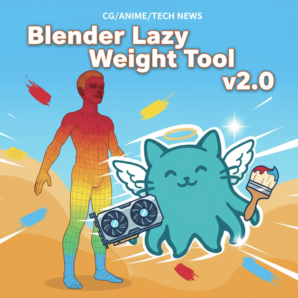 Blender「Lazy Weight Tool v2.0」GPU対応でウェイトペイント効率化──リギング作業が大幅スピードアップ